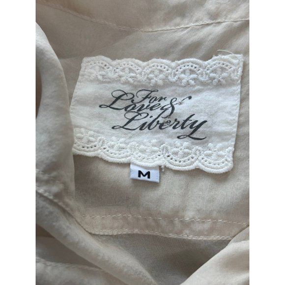 Johnny Was For Love & Liberty Sheer Silk Lace Button Blouse M - Picture 9 of 11